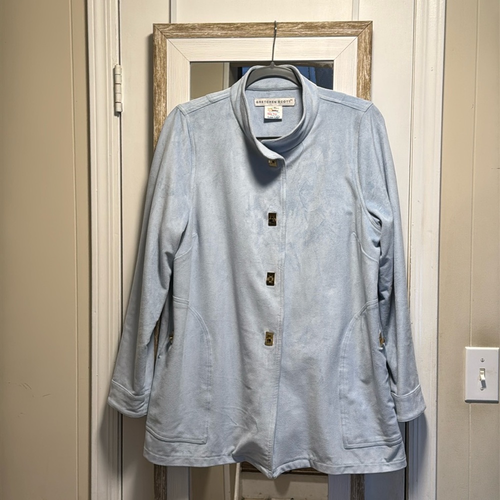 Gretchen Scott blue suede jacket.
